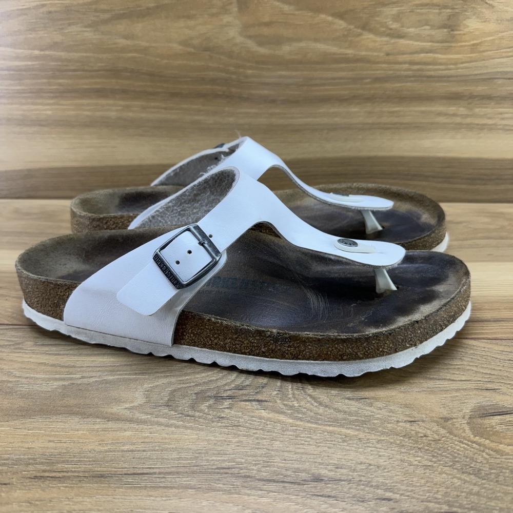 Birkenstock Gizeh Sandals Womens 11 W EU 42 White Birko Thong Summer Vacation
